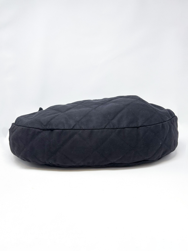 Chain Quilted Canvas Chain Ring Hobo Bag