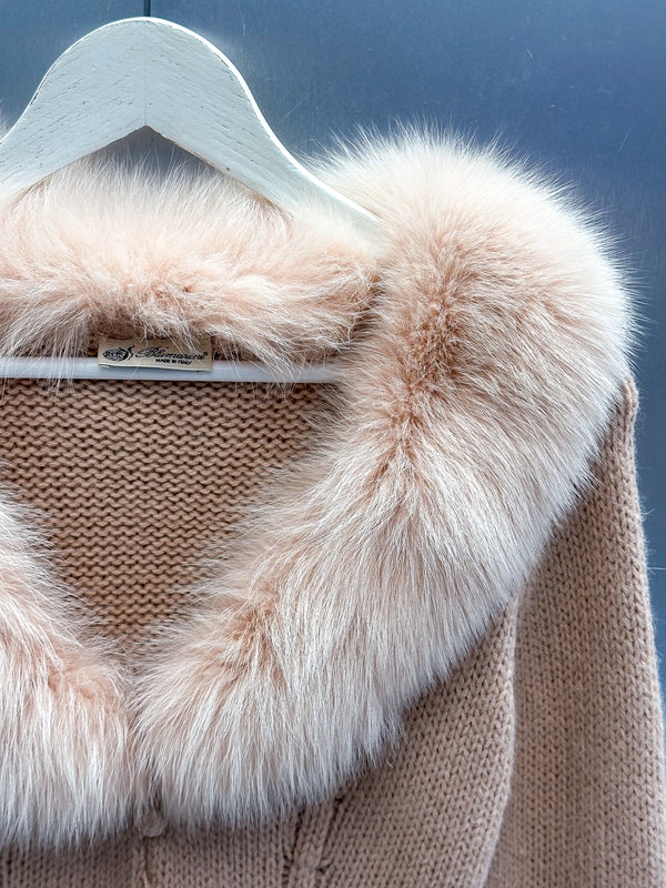 Blumarine Fox Fur Trim Knit Cardigan