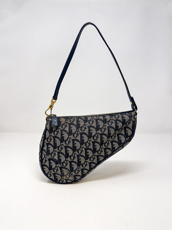Christian Dior Blue Oblique Saddle Bag