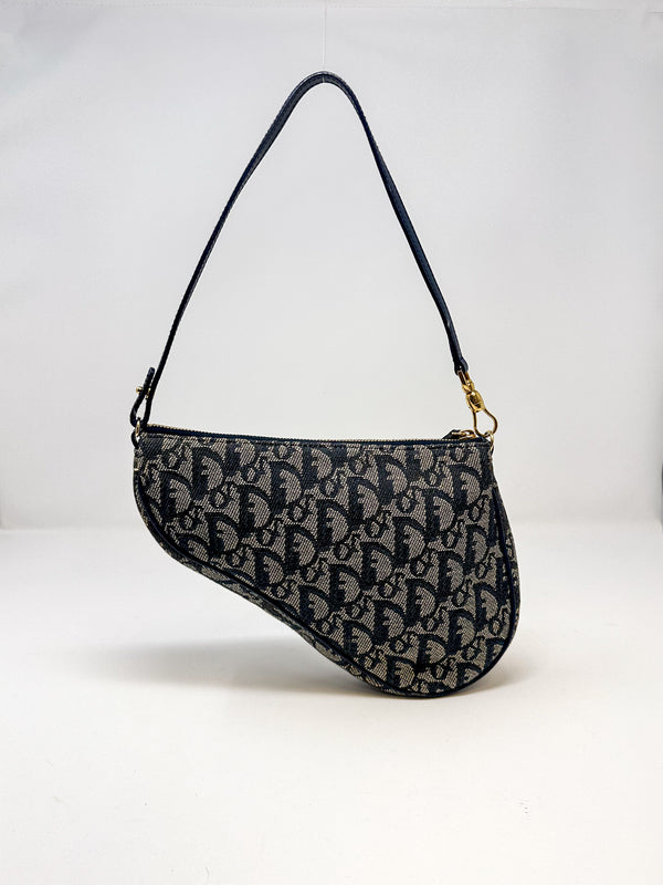 Christian Dior Blue Oblique Saddle Bag