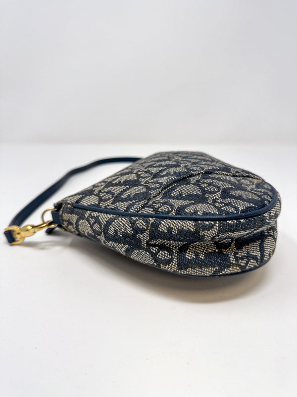 Christian Dior Blue Oblique Saddle Bag