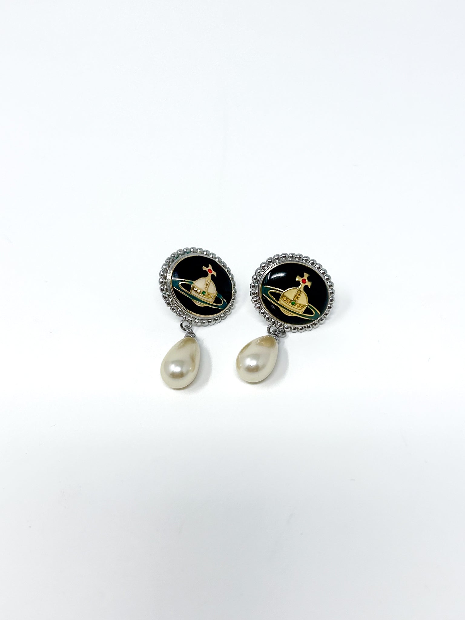 Vivienne Westwood Button Pearl Drop Earrings