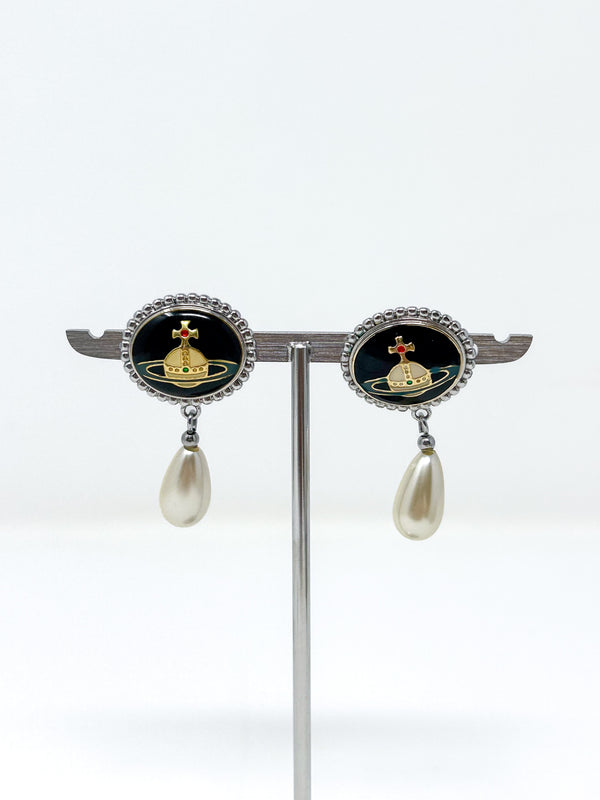 Vivienne Westwood Button Pearl Drop Earrings