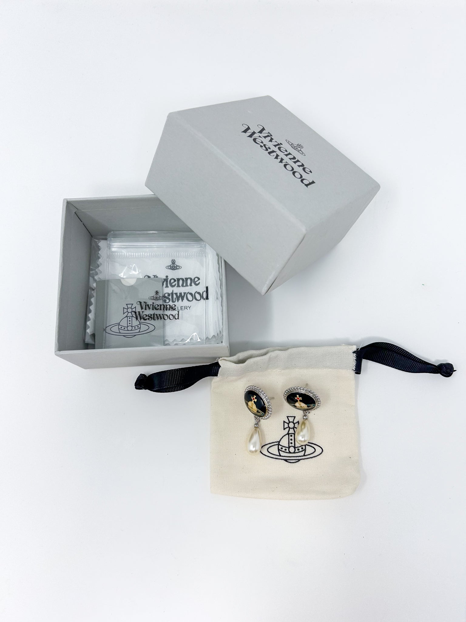 Vivienne Westwood Button Pearl Drop Earrings