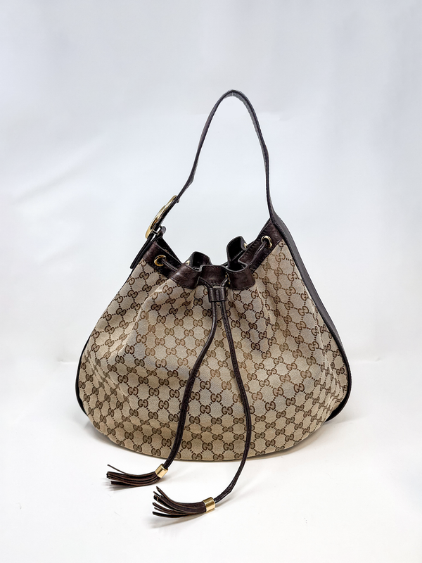 Gucci GG Canvas Drawstring Hobo Bag
