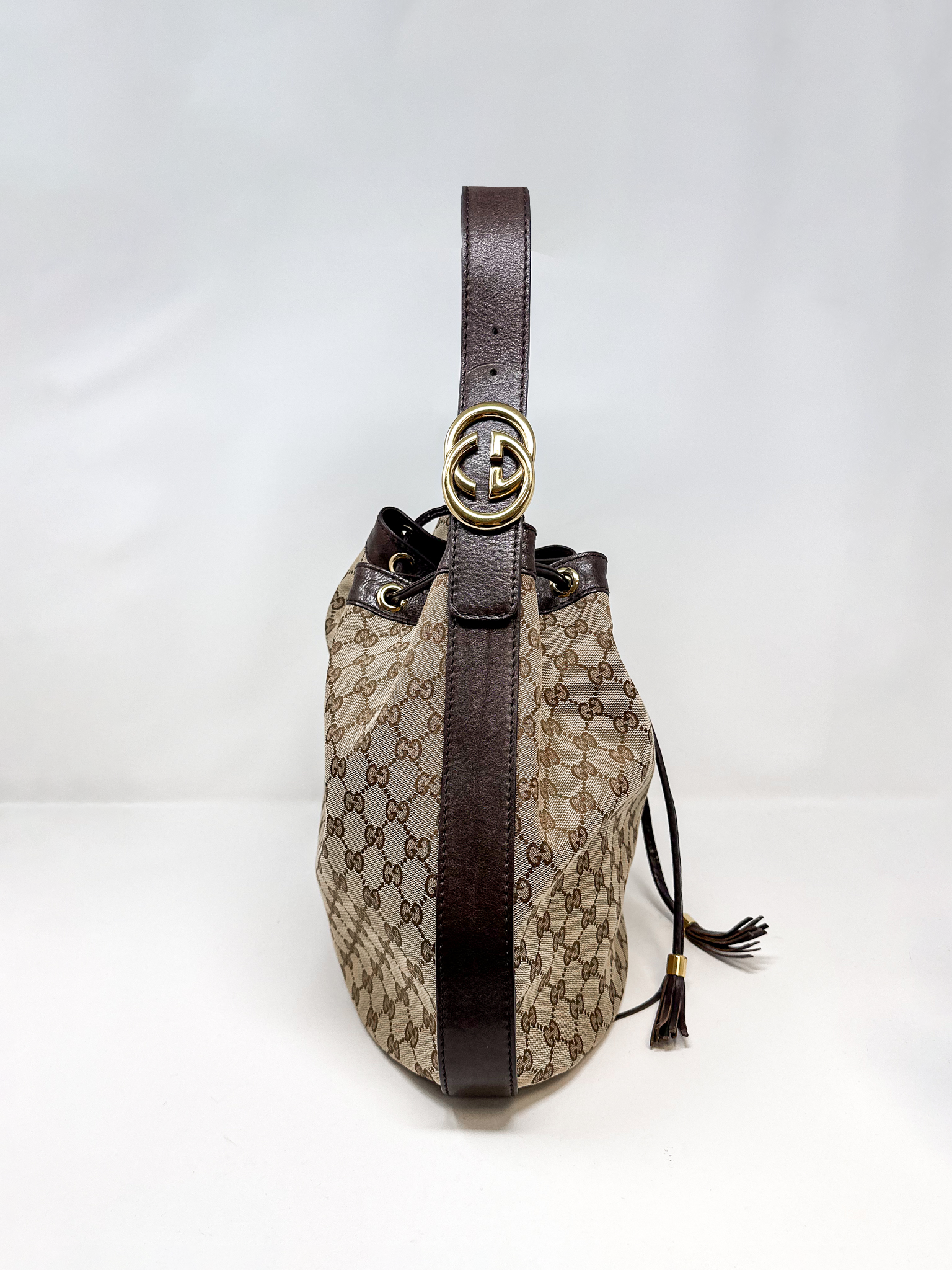 Gucci GG Canvas Drawstring Hobo Bag