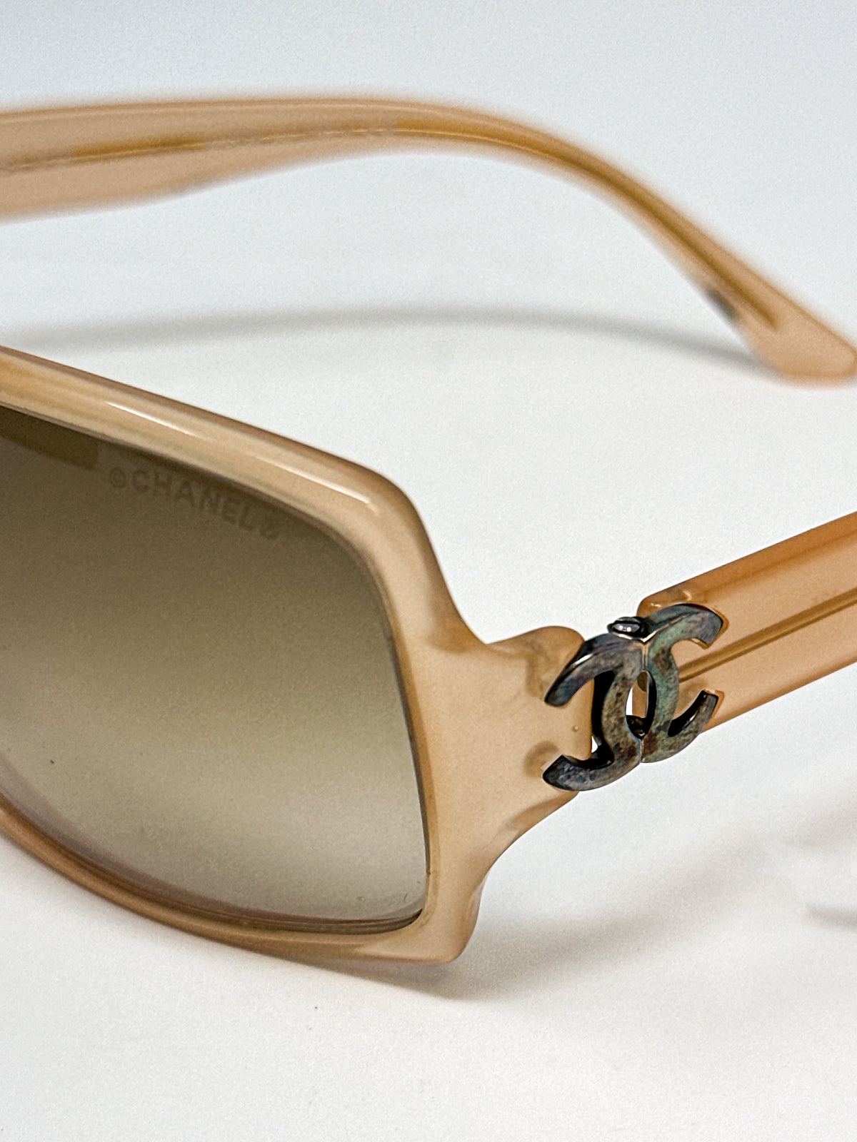 Chanel Beige CC Rectangular Sunglasses