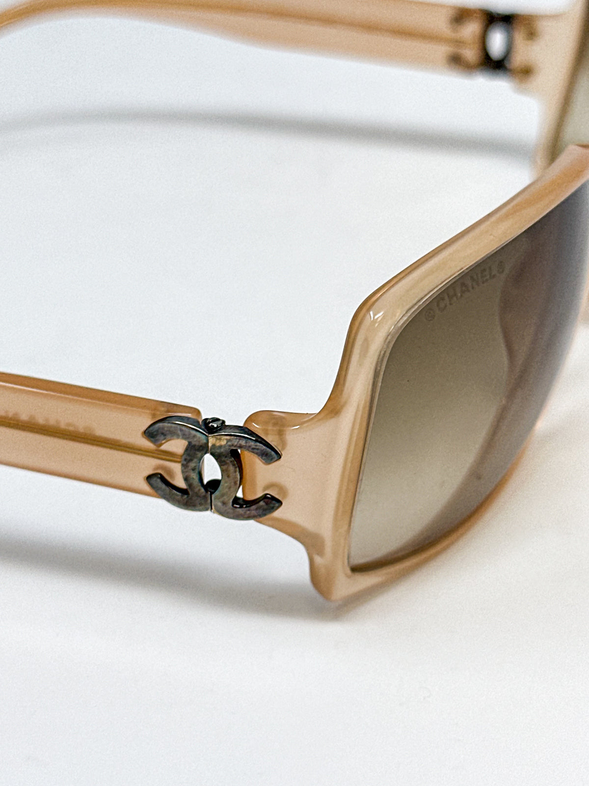 Chanel Beige CC Rectangular Sunglasses