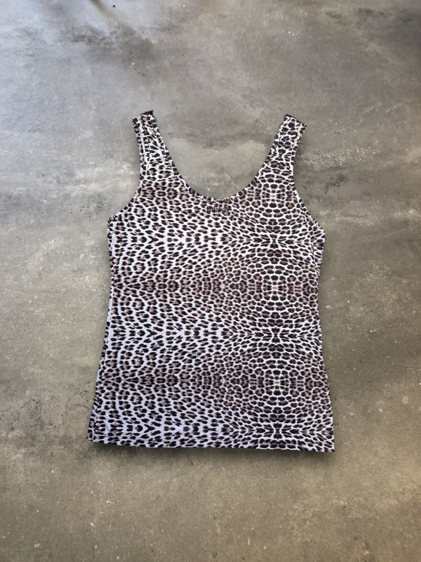 Just Cavalli Leopard Print Lace Trim Tank Top
