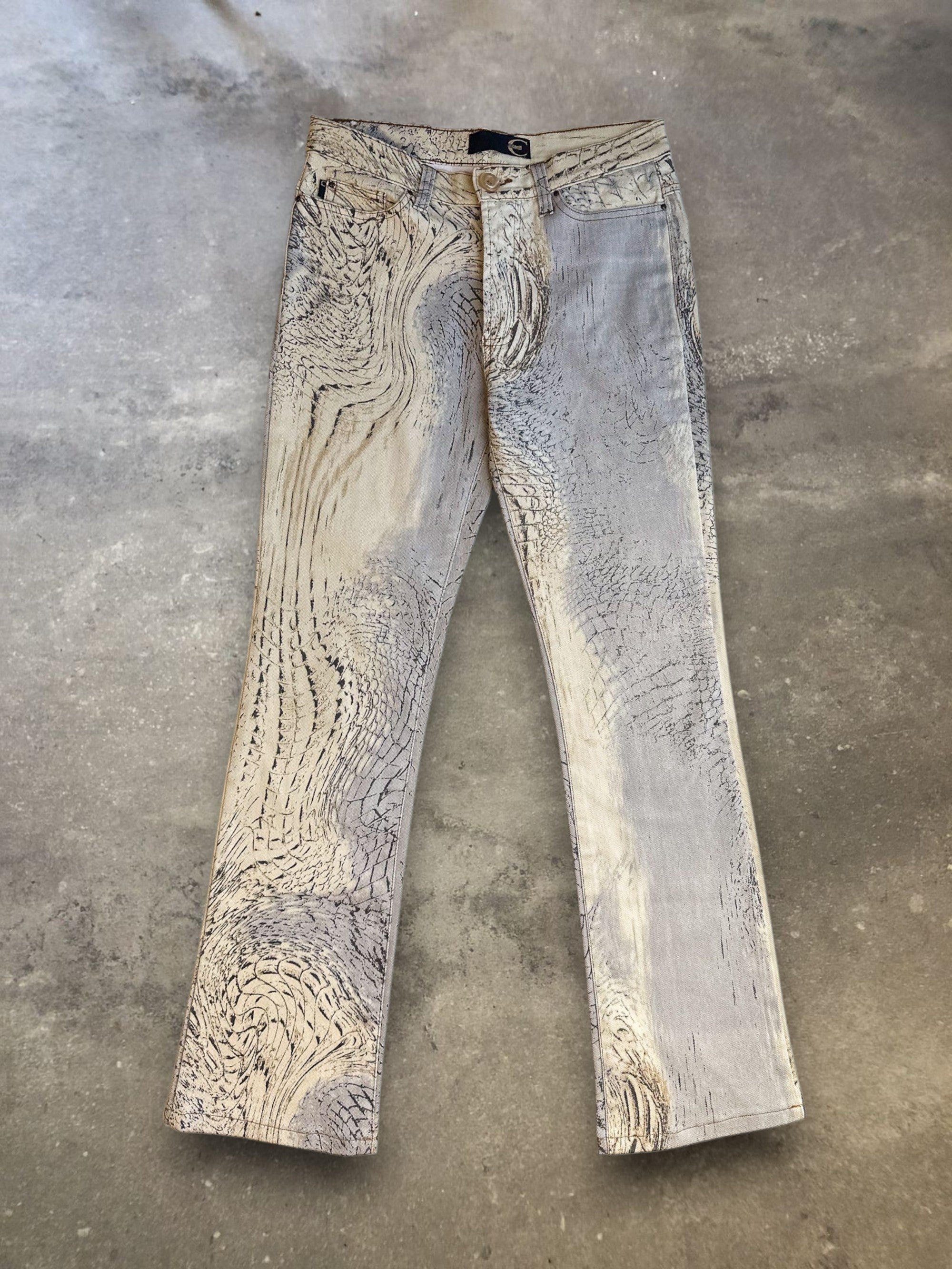 Just Cavalli Abstract Animal Print Straight Leg Jeans
