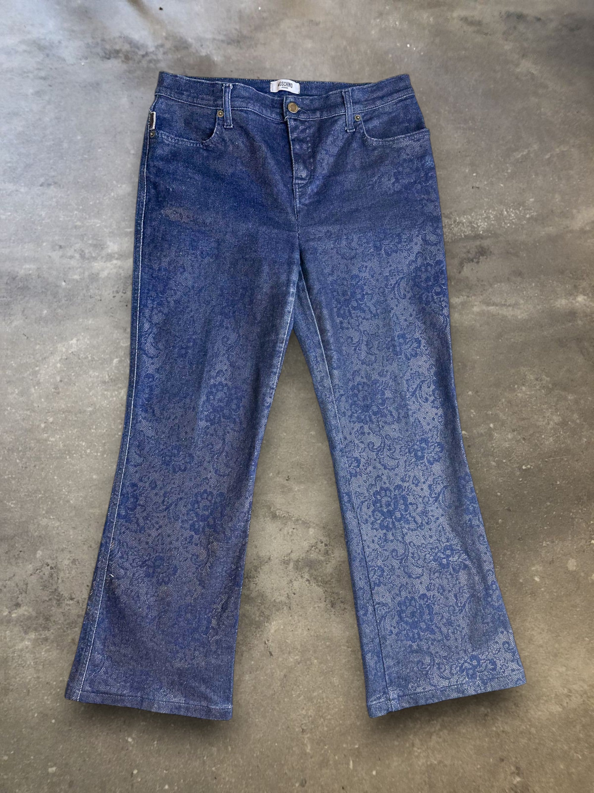 Moschino Jeans Floral Lace Print Bootcut Jeans