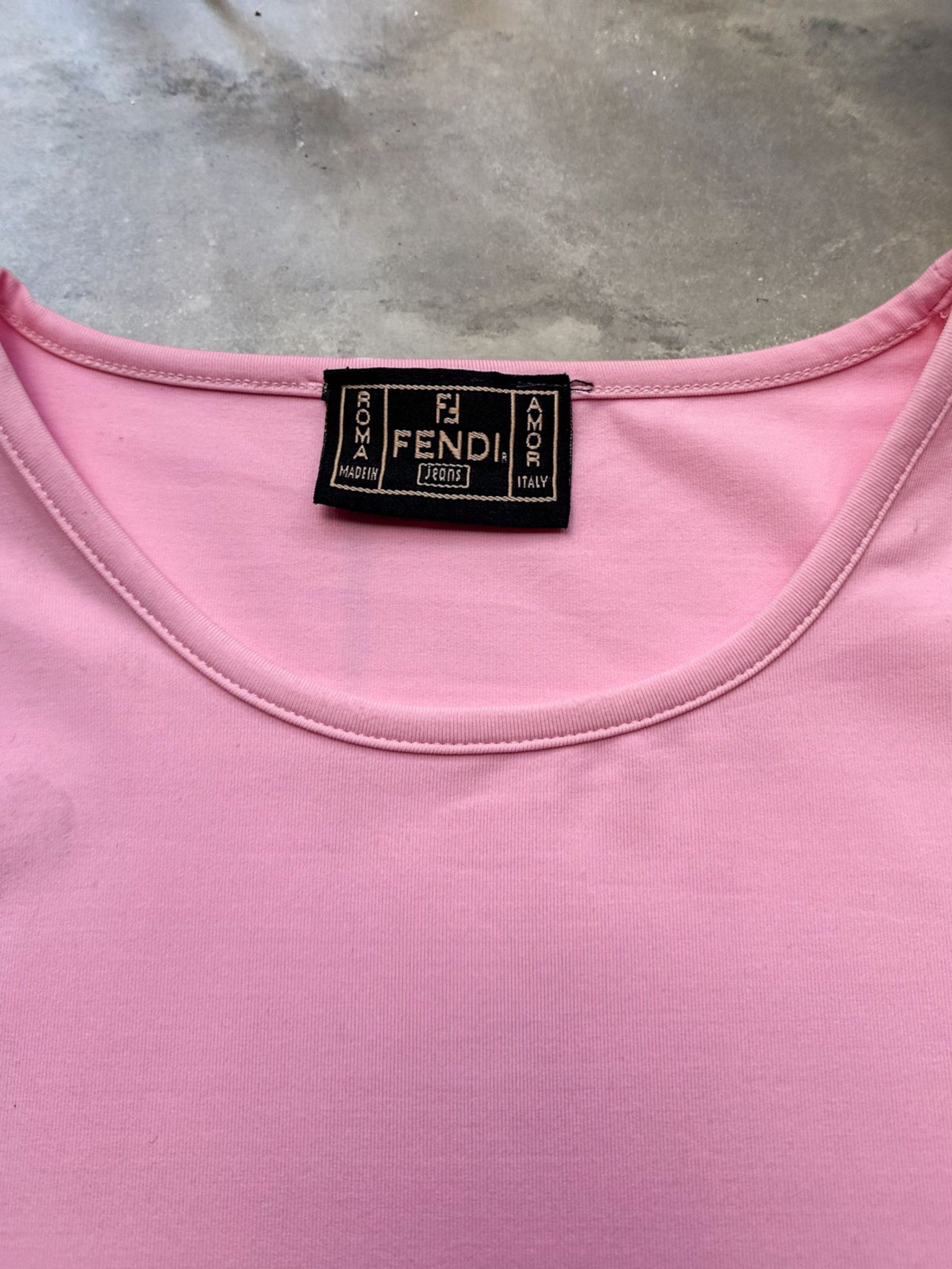 Fendi Jeans Baby Pink Short Sleeve T-Shirt