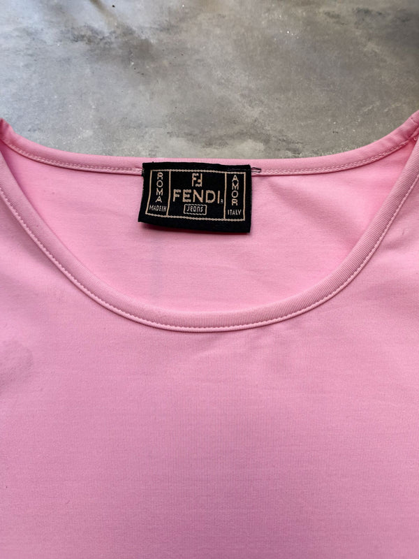 Fendi Jeans Baby Pink Short Sleeve T-Shirt