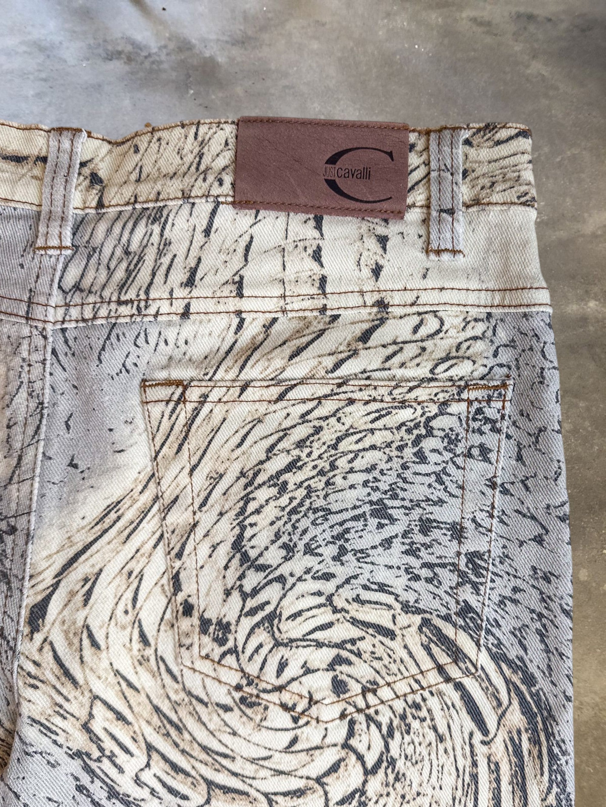 Just Cavalli Abstract Animal Print Straight Leg Jeans