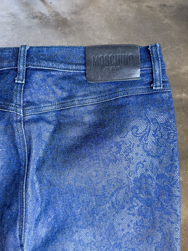 Moschino Jeans Floral Lace Print Bootcut Jeans