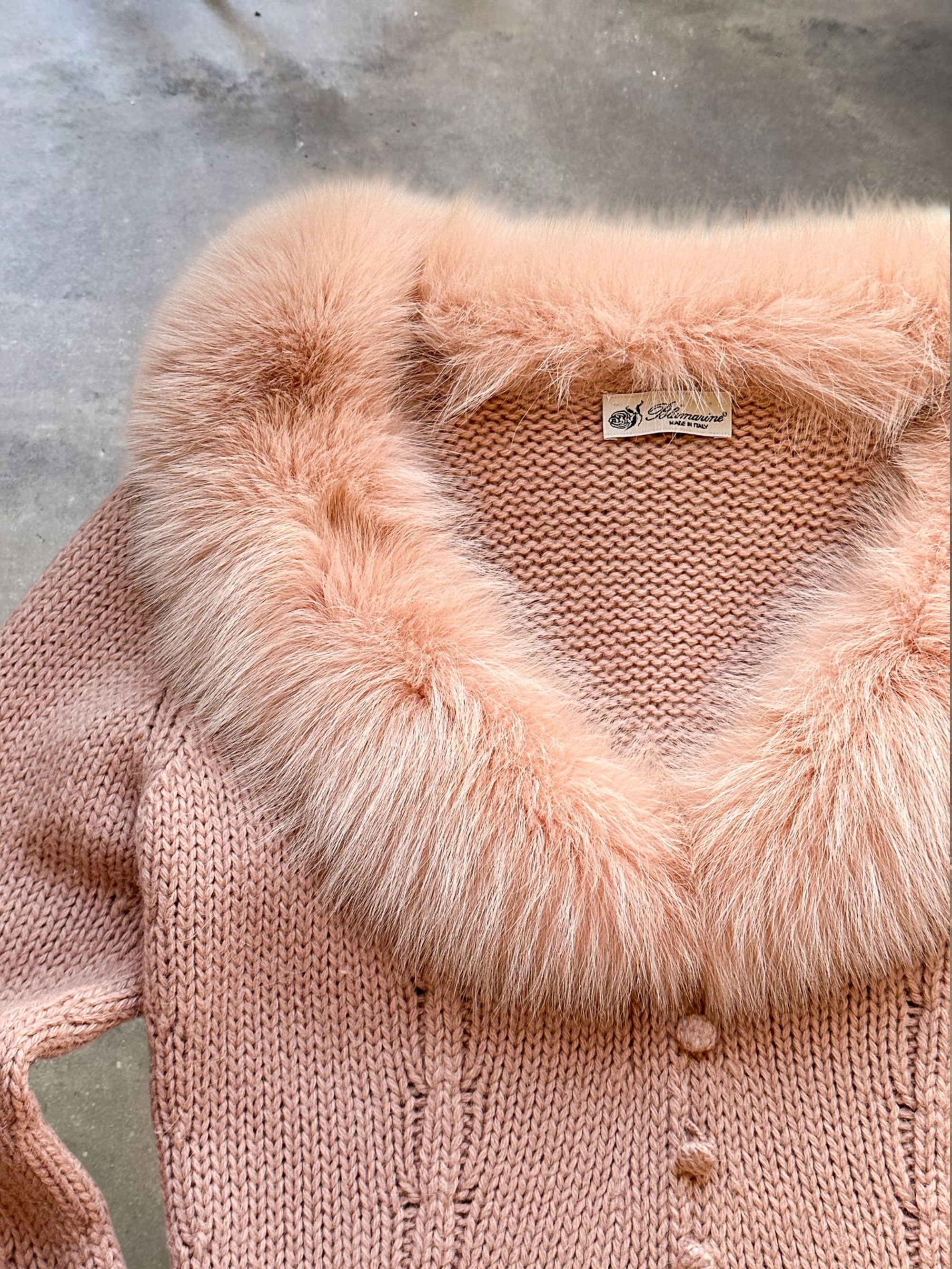 Blumarine Fox Fur Trim Knit Cardigan