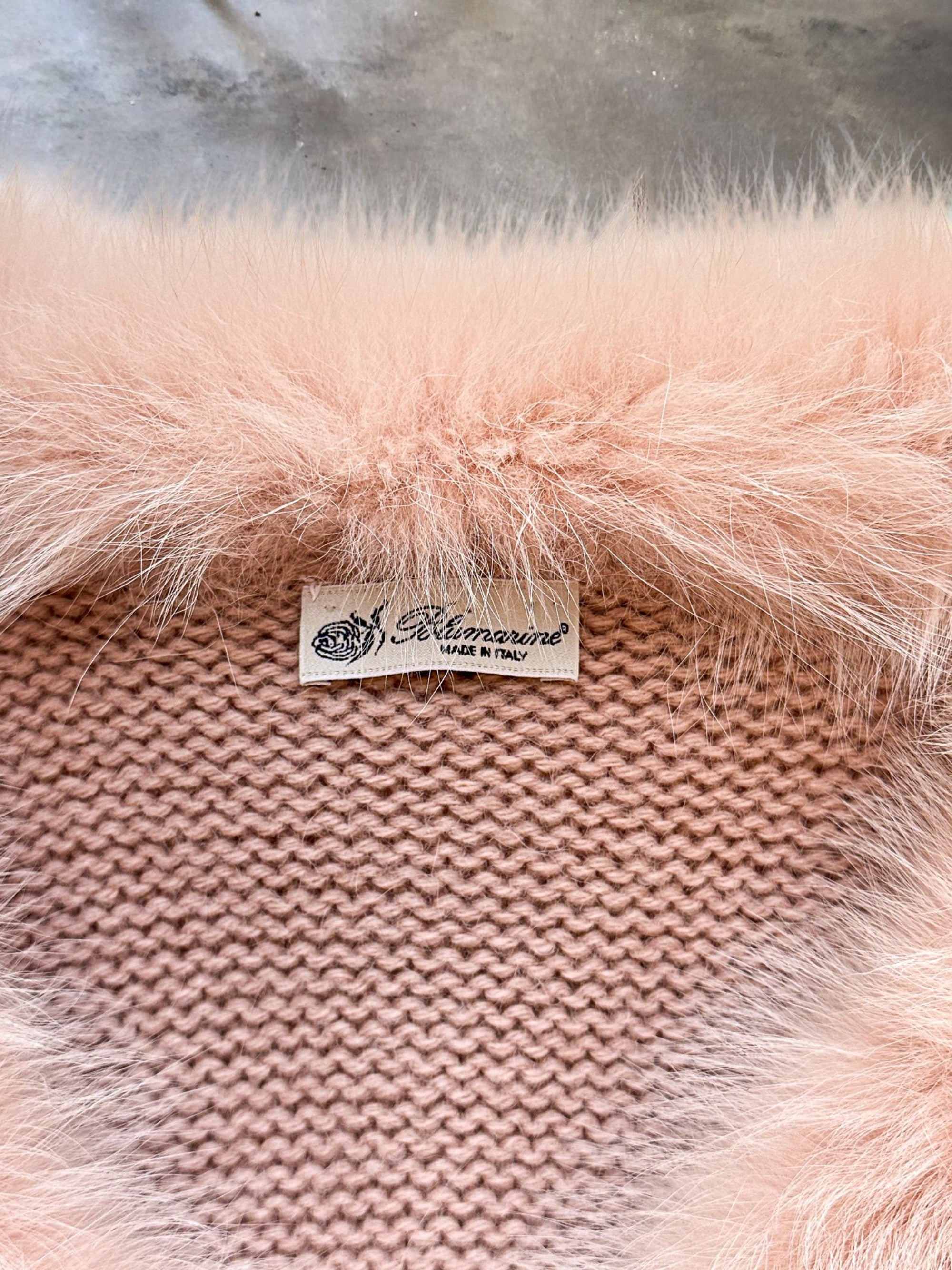 Blumarine Fox Fur Trim Knit Cardigan