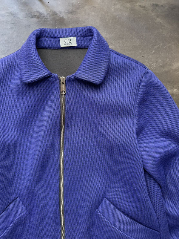 C.P. Company Royal Blue Textured Zip Up Bomber Jacket