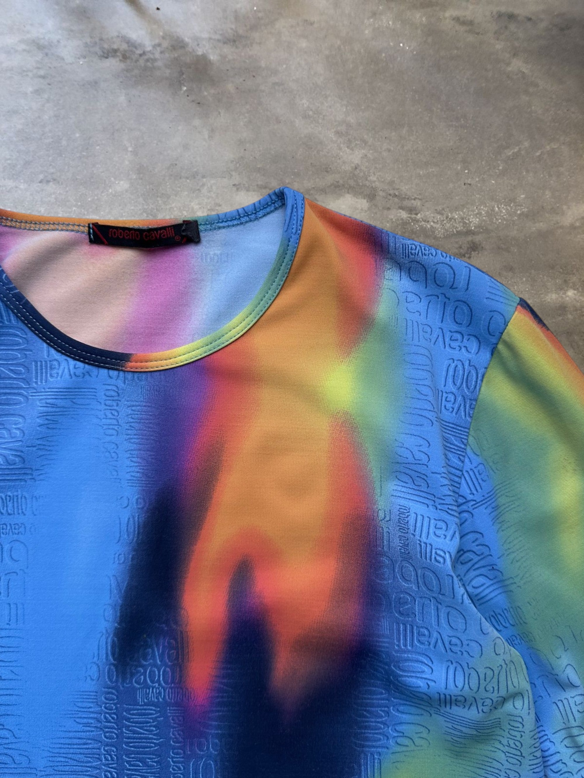 Roberto Cavalli Blue Heat Map Long Sleeve Top