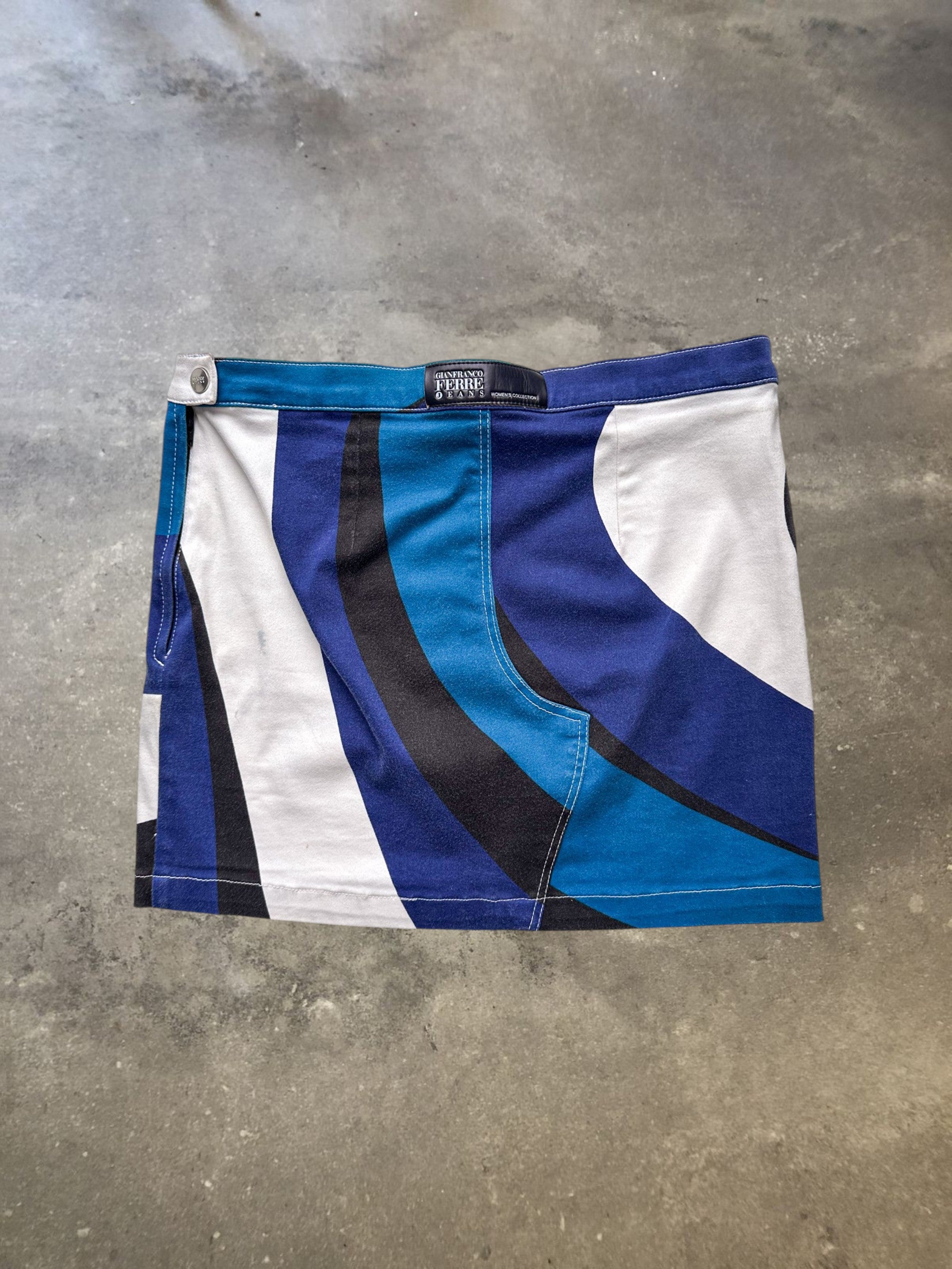 Gianfranco Ferré Jeans Blue Abstract Print Mini Skirt