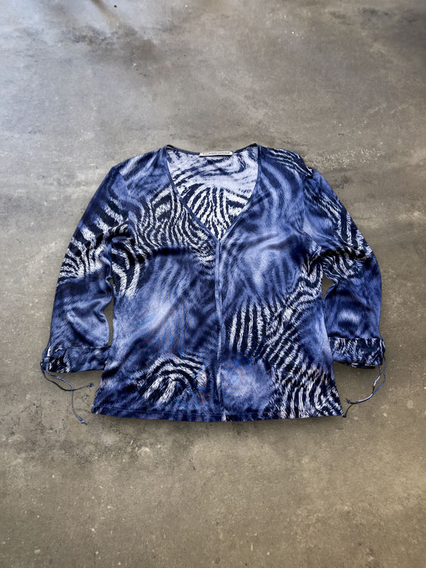 Class Roberto Cavalli Animal Print V-Neck Long Sleeve Top