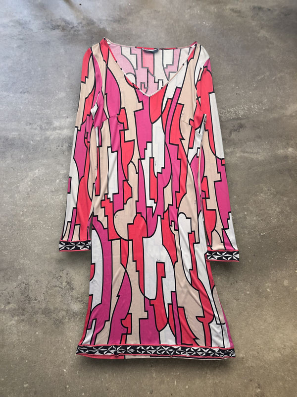 Emilio Pucci Long Sleeve V-Neck Midi Dress