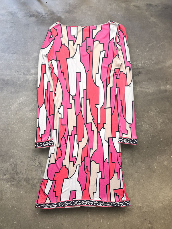 Emilio Pucci Long Sleeve V-Neck Midi Dress