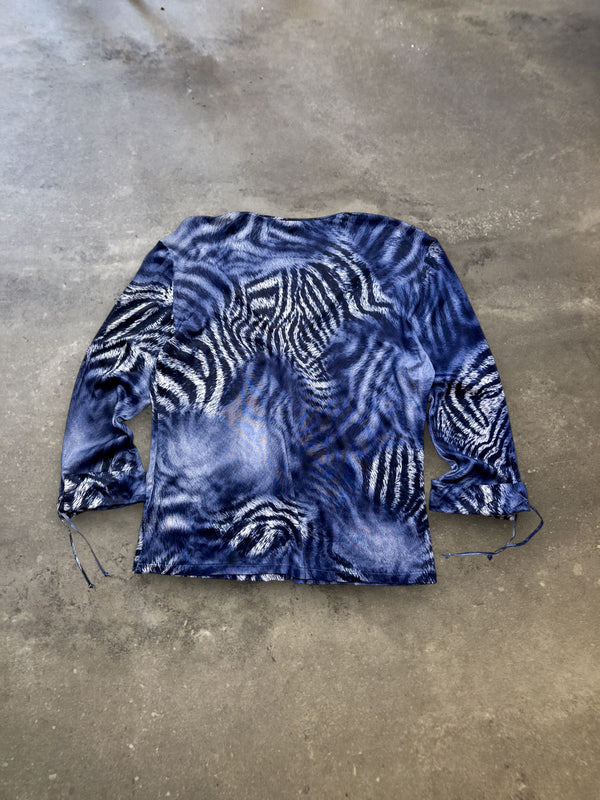 Class Roberto Cavalli Animal Print V-Neck Long Sleeve Top