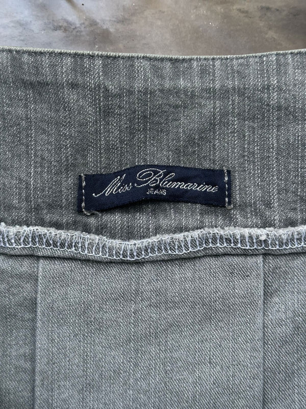 Miss Blumarine Jeans Grey Pleated Denim Cargo Mini Skirt