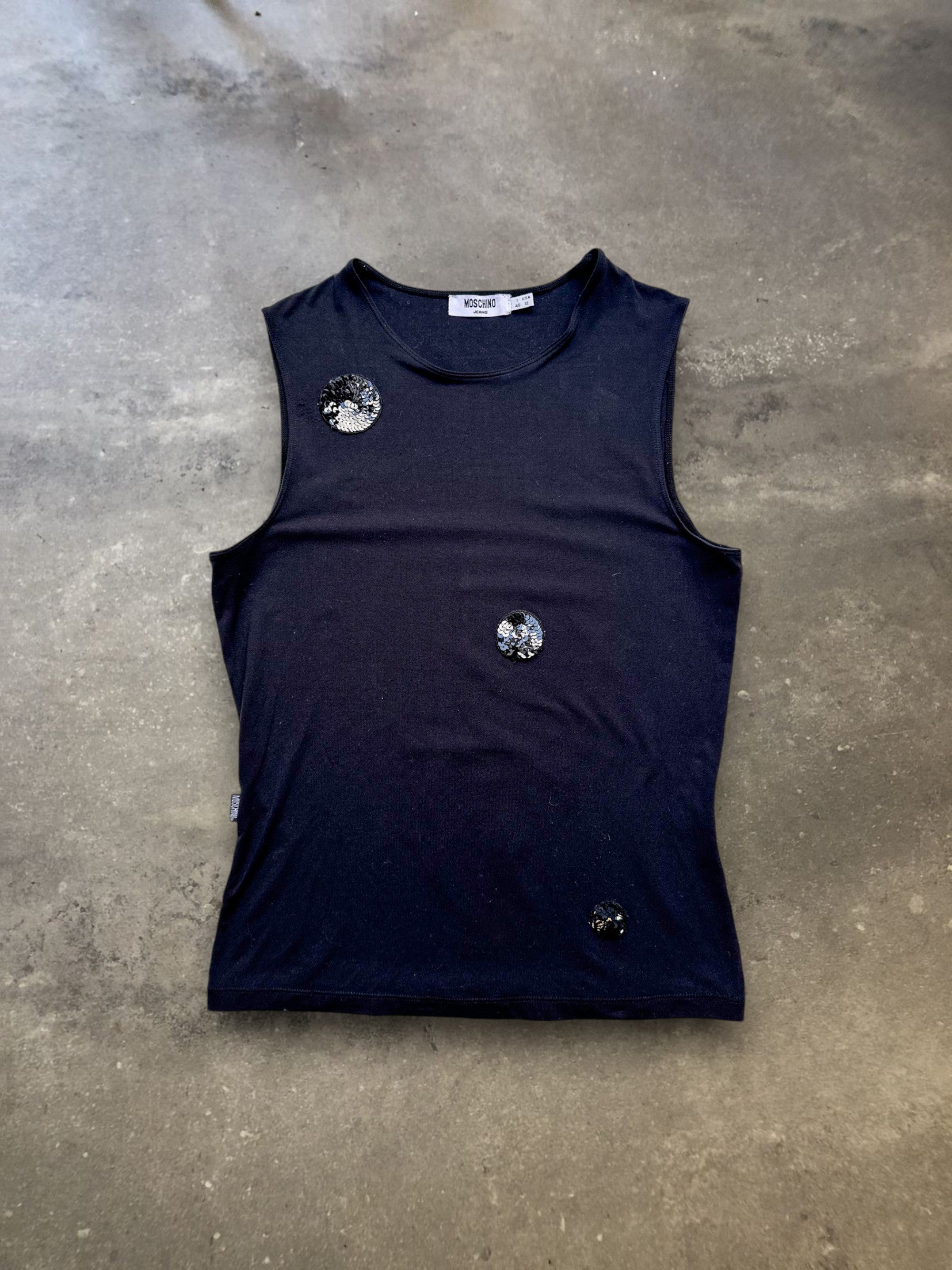 Moschino Jeans Sequin Polka Dot Tank Top