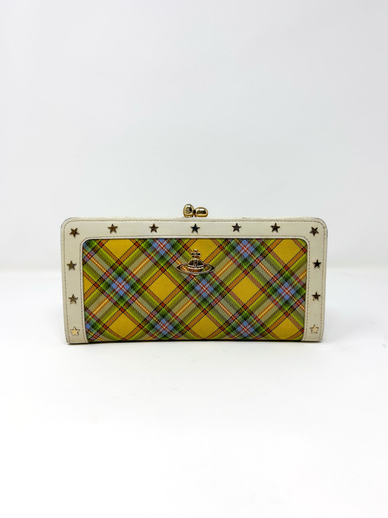 Vivienne Westwood Yellow Tartan Frame Wallet
