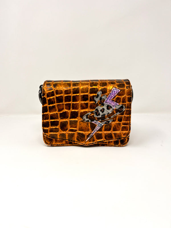 Vivienne Westwood Croc Embossed Chain Mini Crossbody Bag