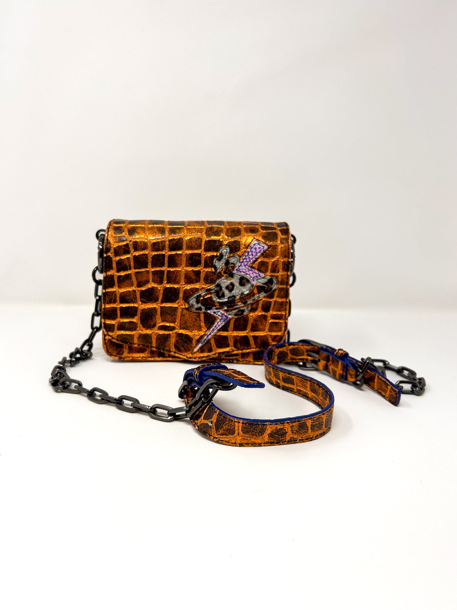 Vivienne Westwood Croc Embossed Chain Mini Crossbody Bag