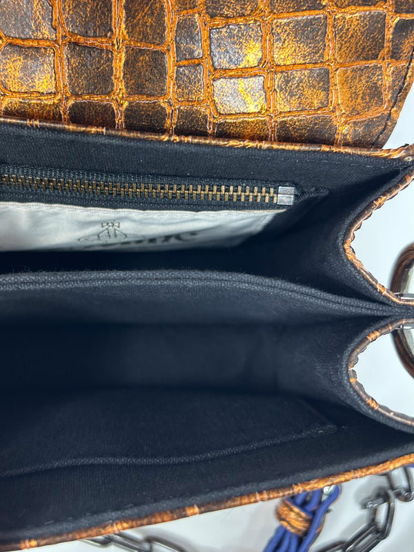 Vivienne Westwood Croc Embossed Chain Mini Crossbody Bag