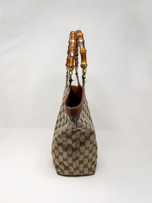 Gucci GG Canvas Bamboo Top Handle Tote Bag