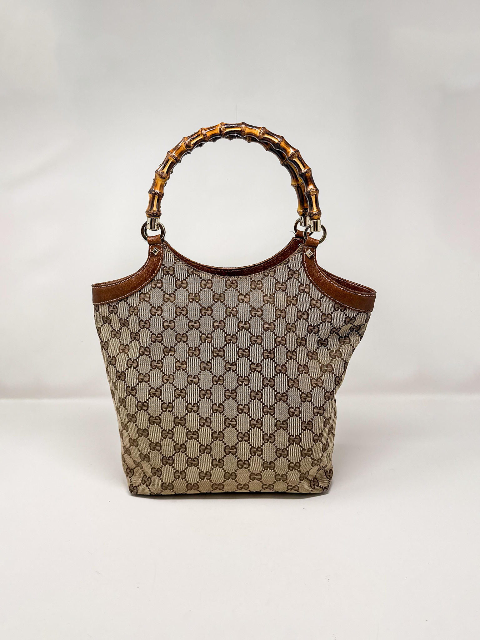 Gucci GG Canvas Bamboo Top Handle Tote Bag