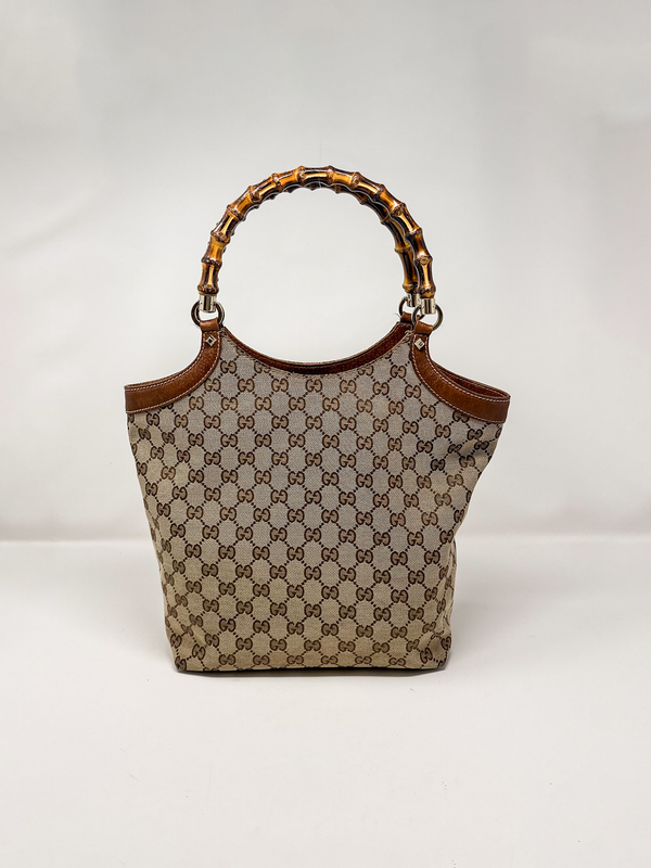 Gucci GG Canvas Bamboo Top Handle Tote Bag