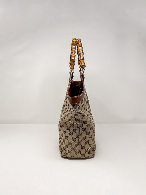 Gucci GG Canvas Bamboo Top Handle Tote Bag