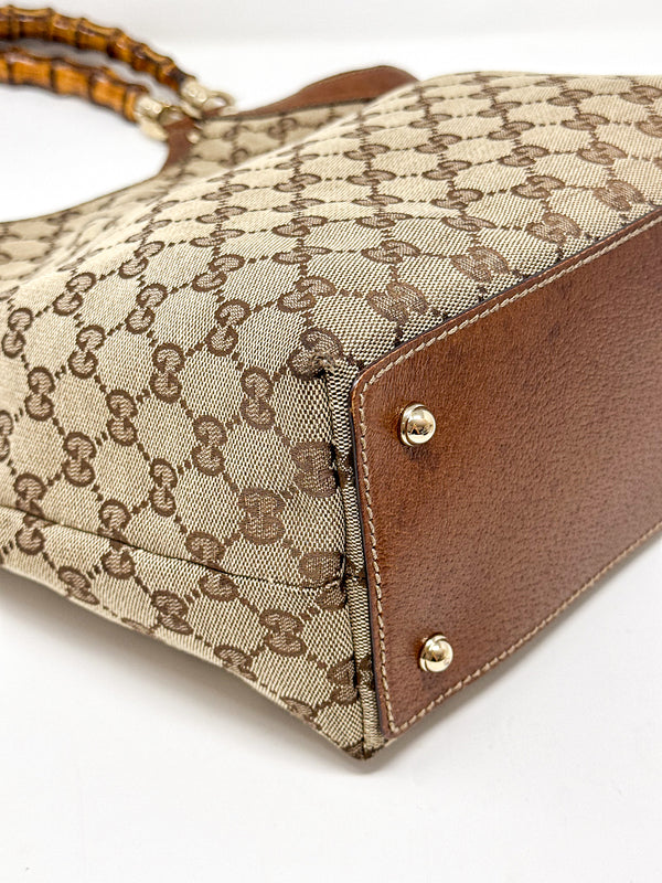 Gucci GG Canvas Bamboo Top Handle Tote Bag