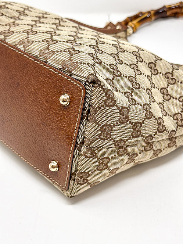 Gucci GG Canvas Bamboo Top Handle Tote Bag