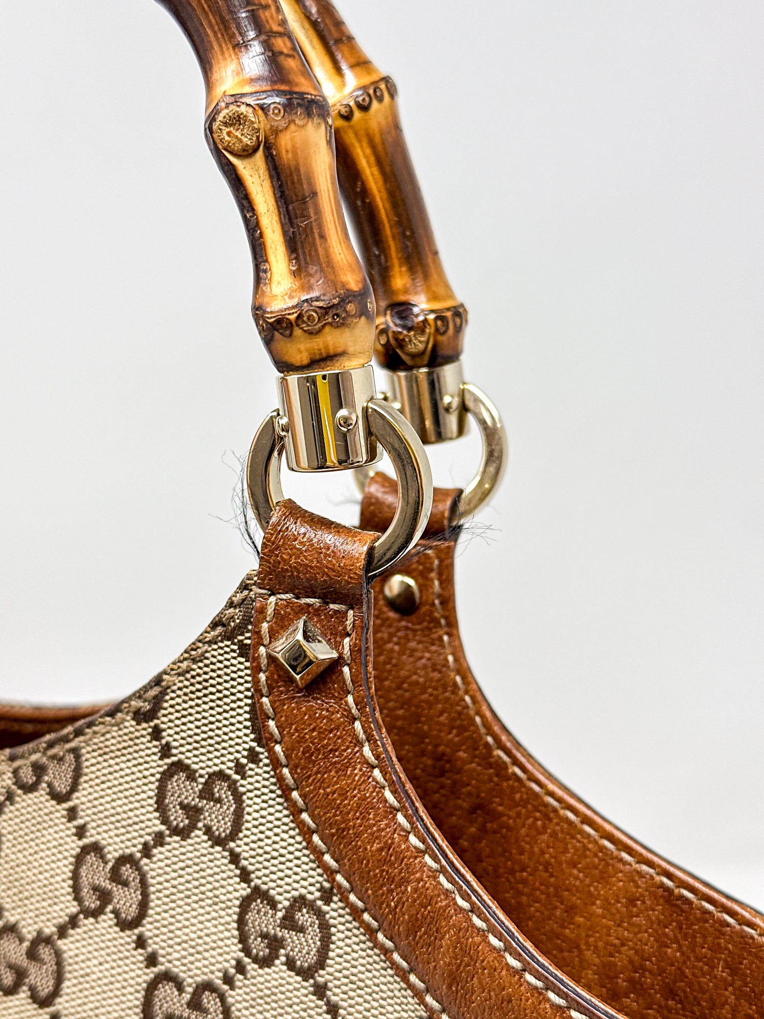 Gucci GG Canvas Bamboo Top Handle Tote Bag