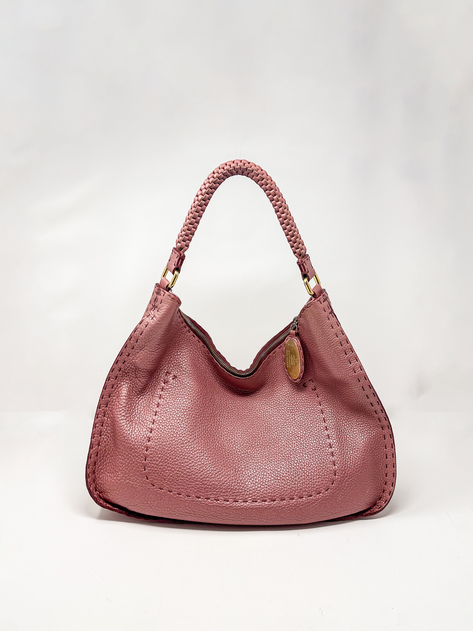 Fendi Selleria Roma Pink Leather Hobo Bag