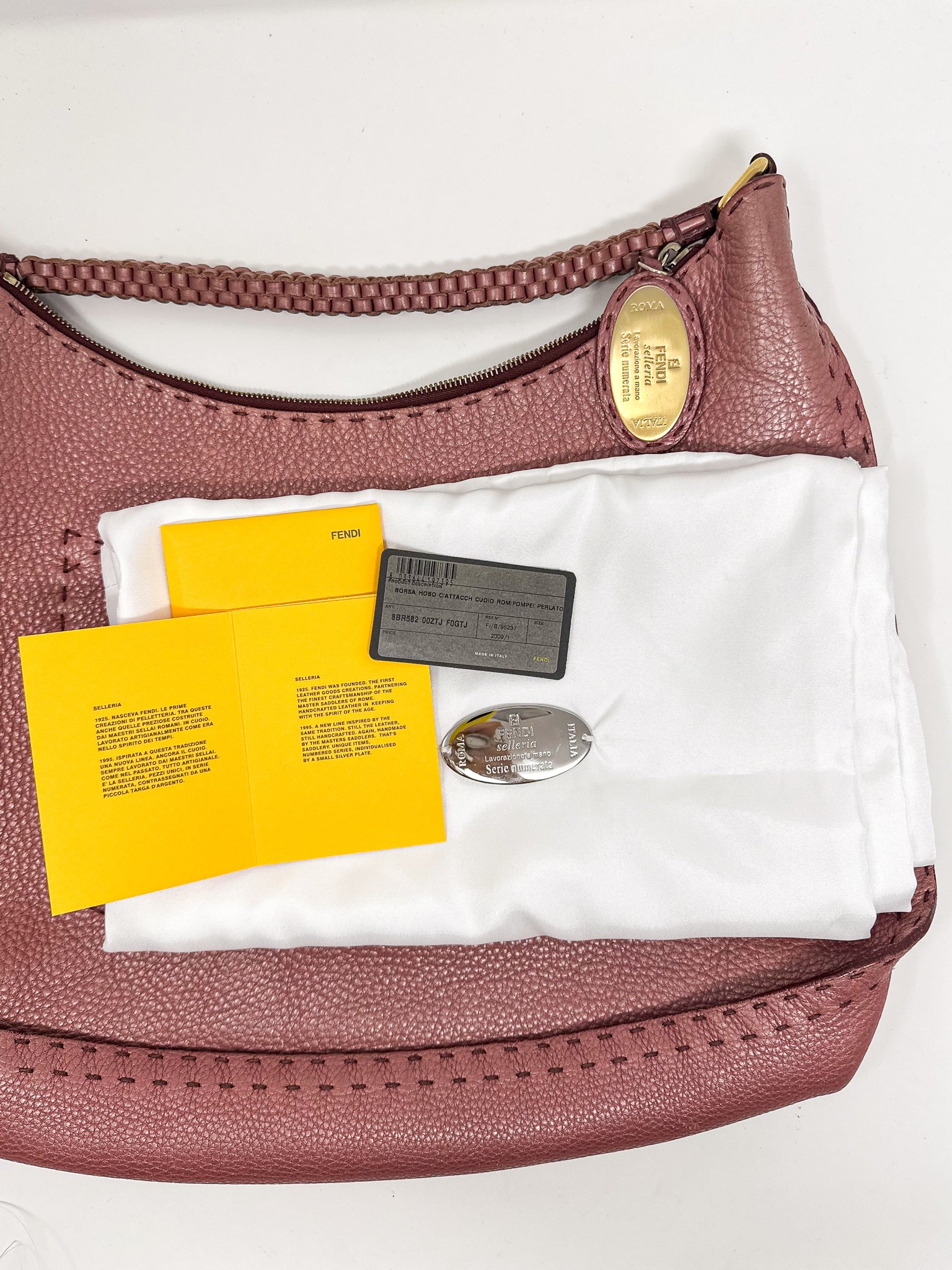 Fendi Selleria Roma Pink Leather Hobo Bag