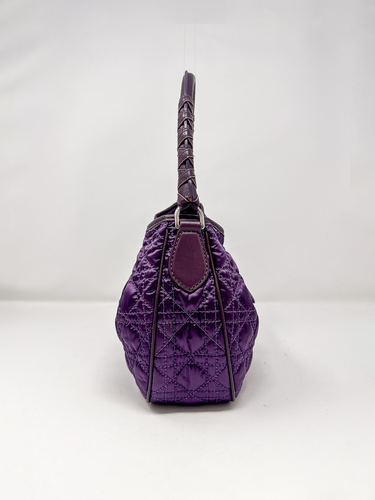 Christian Dior Purple Cannage Satin Small Charming Hobo Bag