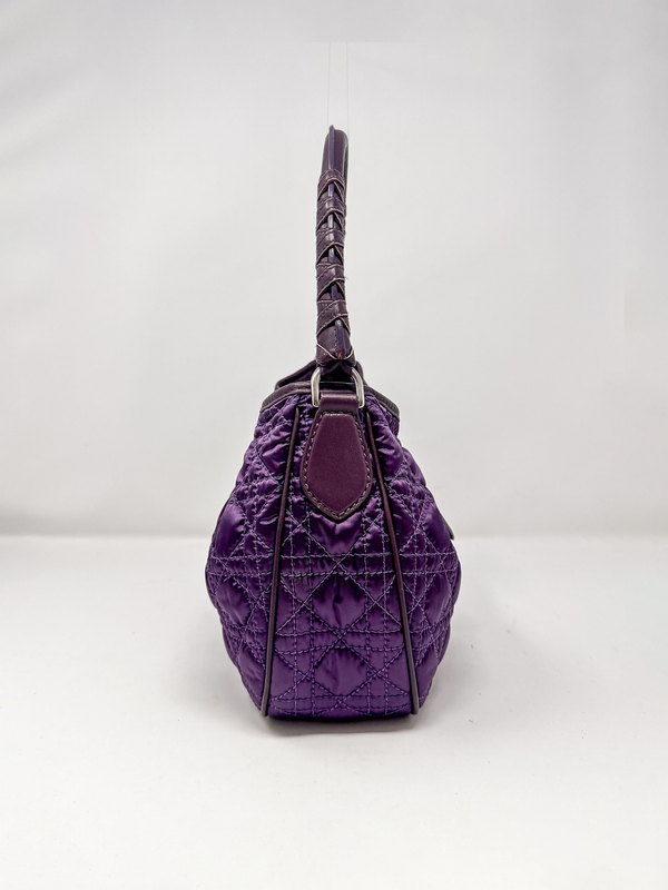 Christian Dior Purple Cannage Satin Small Charming Hobo Bag