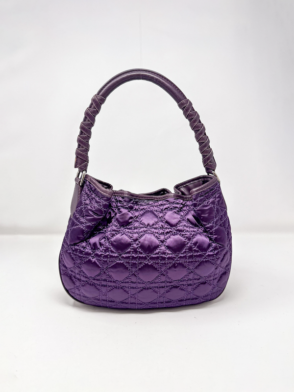 Christian Dior Purple Cannage Satin Small Charming Hobo Bag