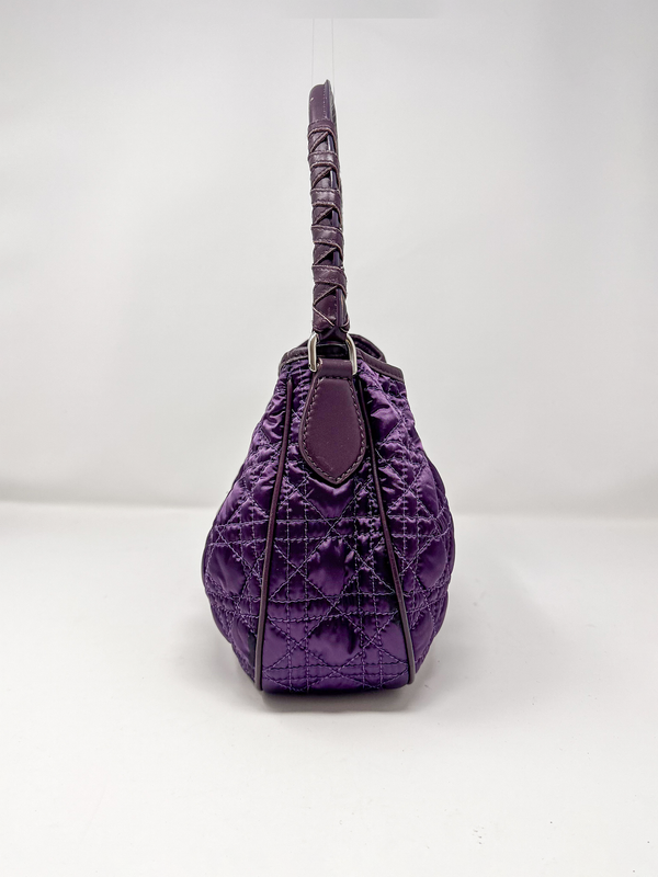 Christian Dior Purple Cannage Satin Small Charming Hobo Bag