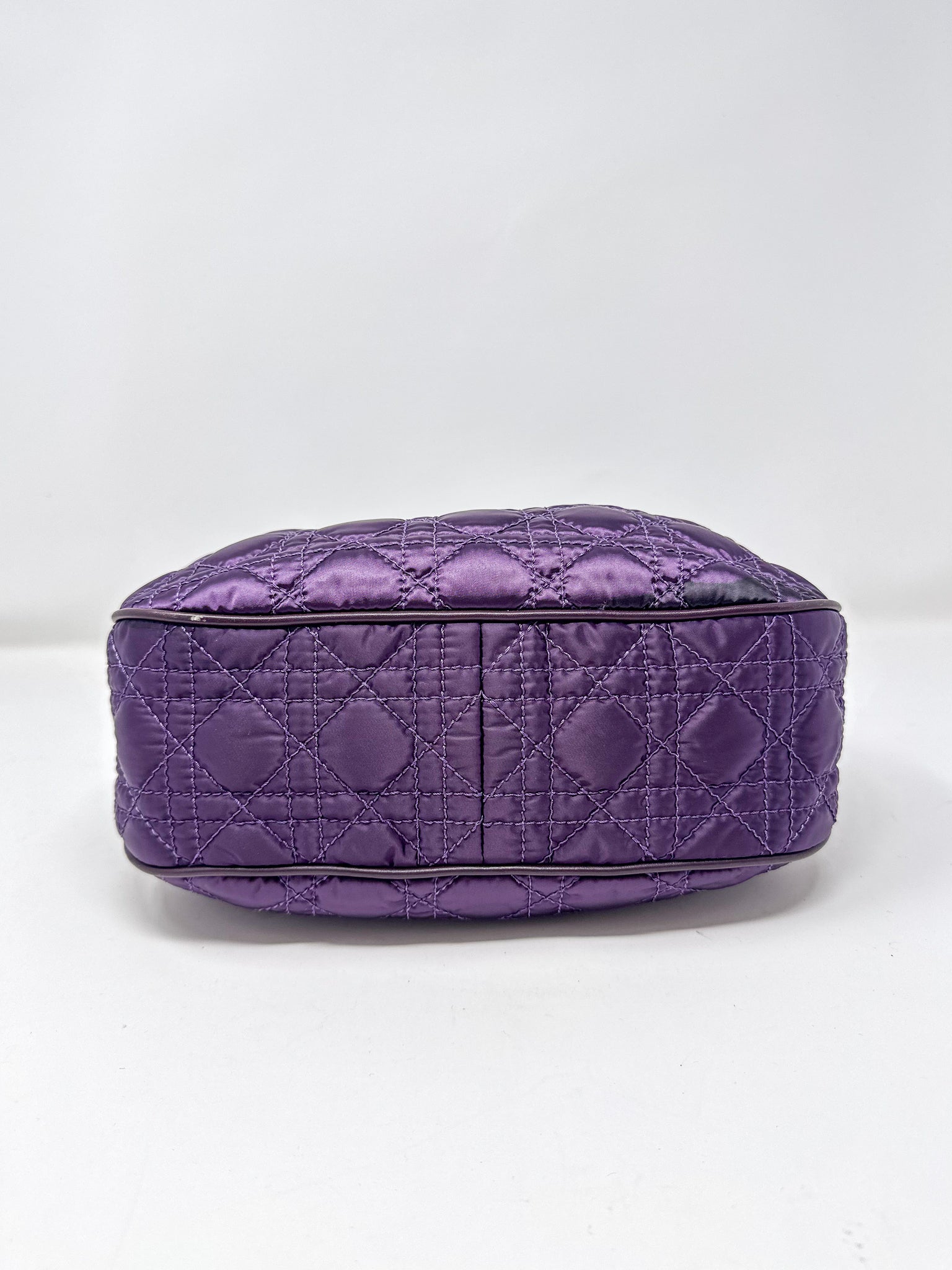 Christian Dior Purple Cannage Satin Small Charming Hobo Bag