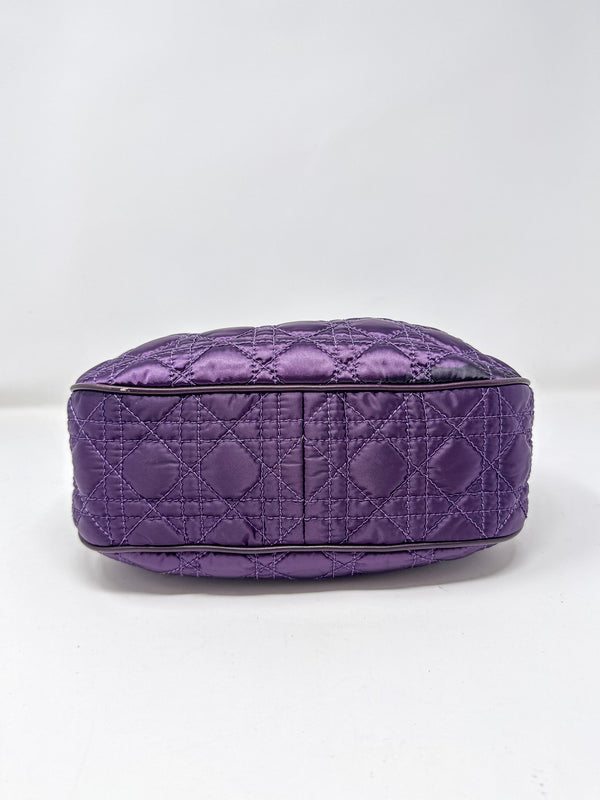 Christian Dior Purple Cannage Satin Small Charming Hobo Bag