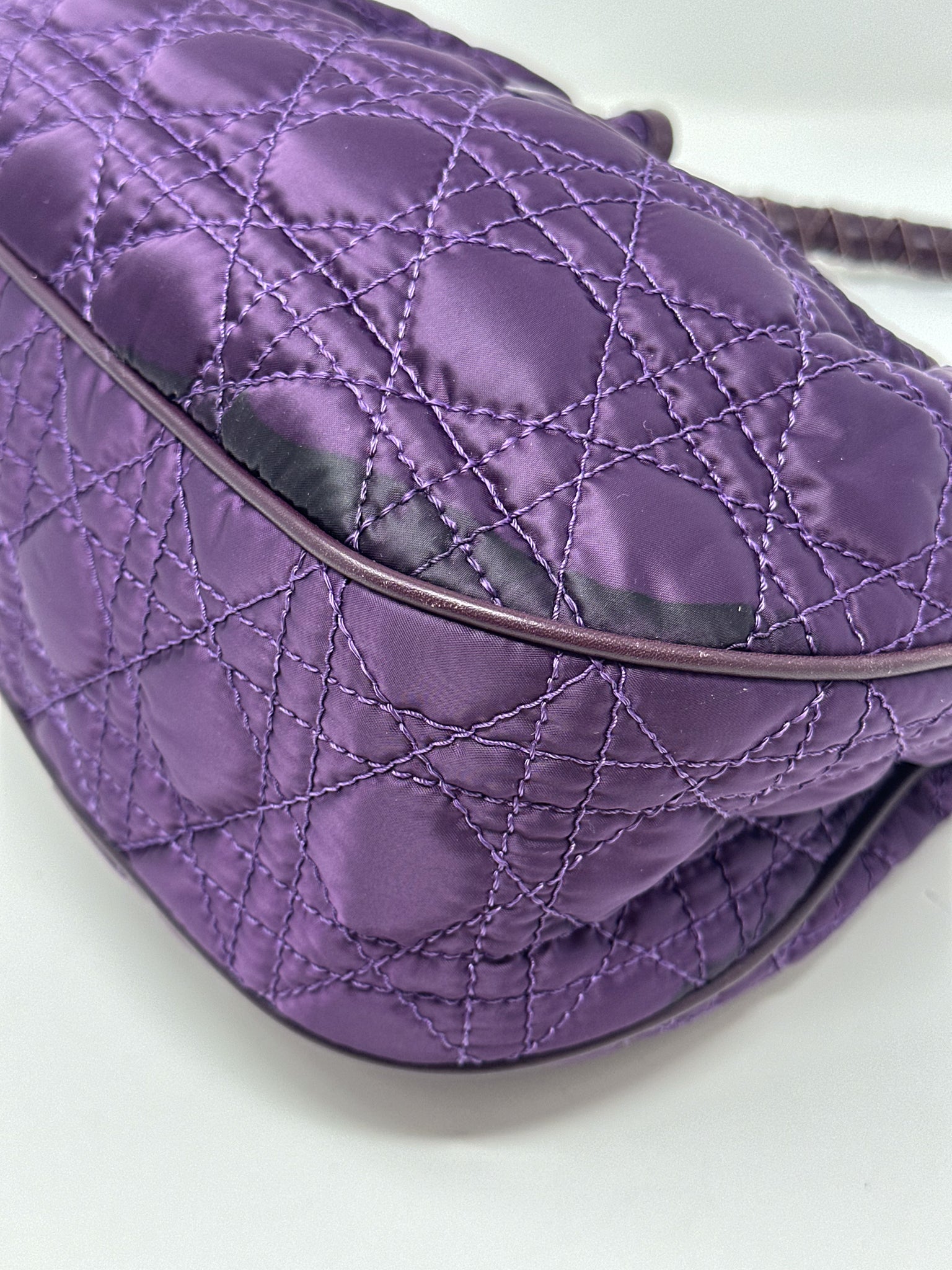 Christian Dior Purple Cannage Satin Small Charming Hobo Bag